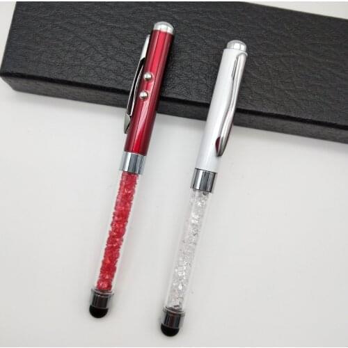 Free shipping 500pcs/lot customized logo metal pen; multi functional crystal pen; laser pen; led pen; stylus pen; ballpoint pen