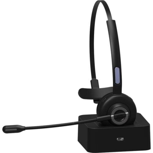 M97 Mono Trucker Bluetooth Wireless Headset With Microphone & Charging Station Truck Driver Call Center Office Business Headset