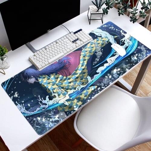 Large Gaming MousePad Computer Waterproof Multi-size Anti-slip Natural Rubber Desk Mat With Locke Edge Play Mat Kimetsu No Yaiba