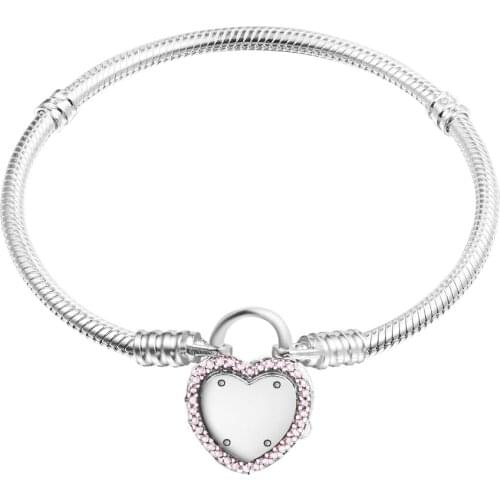 100% 925 Sterling Silver Jewelry Lock Your Promise Bracelets For Women Wholesales Free Shipping