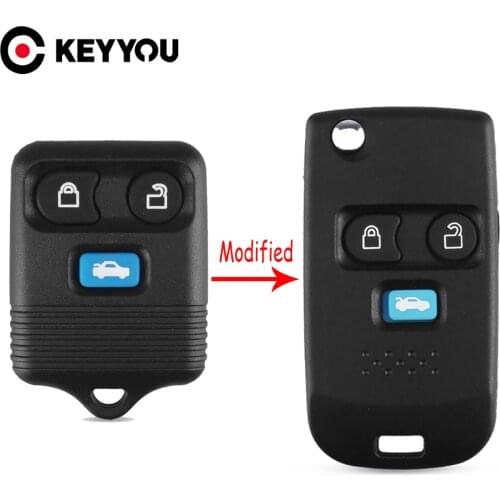 KEYYOU 3 Buttons Remote Key Case Shell Fob Folding Flip For Ford Transit MK6 Connect Maverick