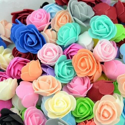 30/50/100 pcs PE Foam Roses Head 3 cm Artificial Flowers for Wedding Home Handmade Flower Wreath Decor Rose Bear of Rose Flower