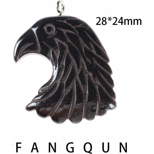 Natural stone Hematite eagle Pendant 28*24mm Zinc Alloy Jewelry Non-Magnetic Bead DIY Necklace making accessories For Women Men
