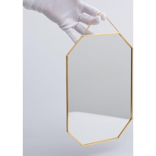 İskandinav Mirror Brass Gold Brass Decorative Wall Hanging 28x20cm