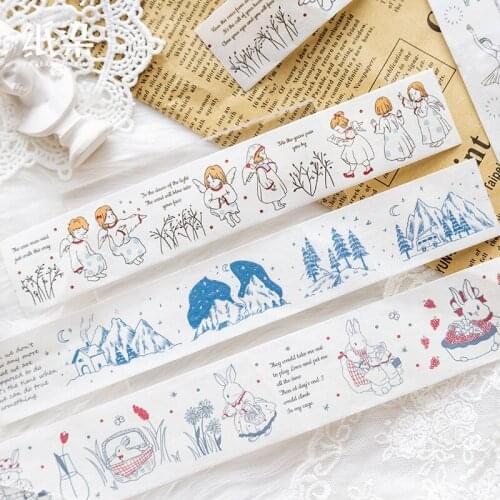 Moon Town Series Bullet Journal Fairy Tale Rabbit Pet Washi Tape Adhesive Tape DIY Scrapbooking Sticker Label Masking Tape