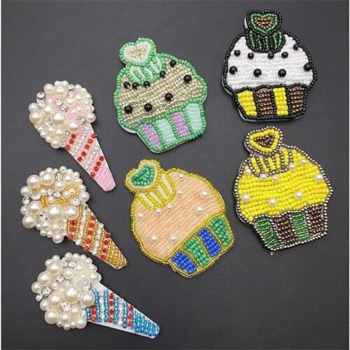 Cute Food Ice Cream Patch Sew On Cartoon Patches Kids Fashion Embroidered Patches For Clothes Applique
