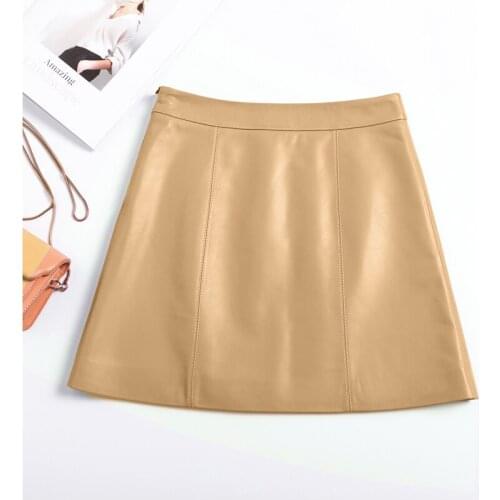 New autumn and winter office lady Fashion casual plus size brand female women girls Genuine leather mini skirts