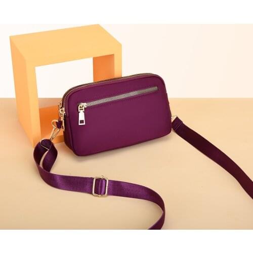Fashion Waterproof Nylon Crossbody Bag Women Double Layer Zipper Shoulder Messenger Phone Purse Pouch Female Daily Handbags