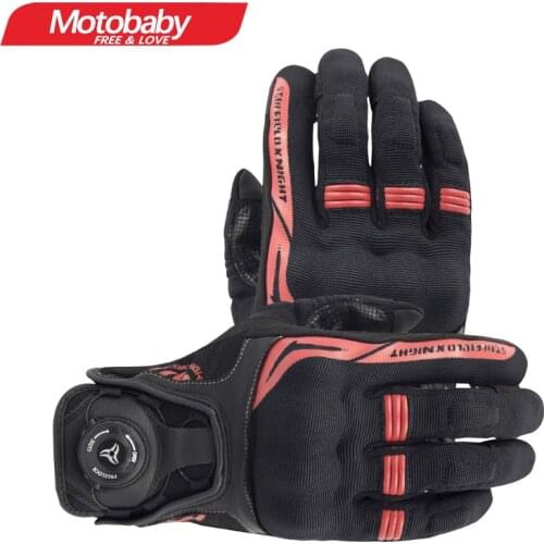 Motorcycle Touch Screen Gloves Authentic Goat Skin Breathable Anti-Fall Racing Riding Men Glove Red Black Moto Size:S-2XL