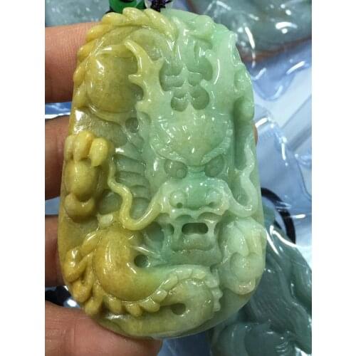 Natural 7A Myanmar jade Handcarved jade dragon mascot green jade pendant jade necklace men pendants jewelry jade necklaces
