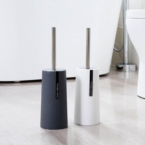 Plain Toilet Cleaning Brush Set With PP Base Stainless Steel Long Handle Toilet Brush For Home Bathroom Cleaning Toilet Brush