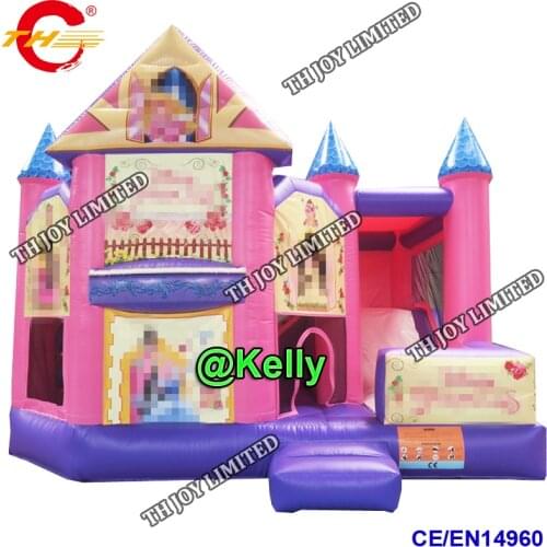 Free shipping princess theme giant inflatable bouncy castle for sale, inflatable slide bouncer combo, inflatable bouncy house