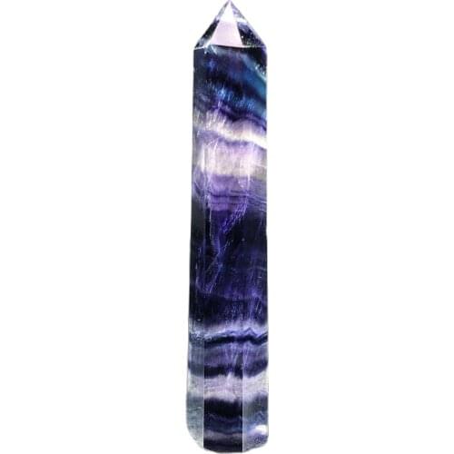 Natural Rainbow Fluorite Obelisk Quartz Crystal Reiki Wand Tower Point Healing