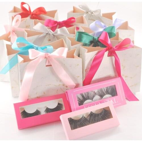 Wholesale Creative Mini Marble Gift Bag for Lash Boxes Packaging Party Favours Candy Box Eyelashes Paper Package Makeup Supplies