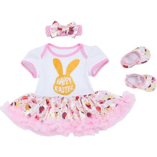 Easter Festival Baby Clothes Girls Clothing My First Easter Letter Babys Sets Ruffled Tutu Dress+Headband+Shoes Baby Clothing