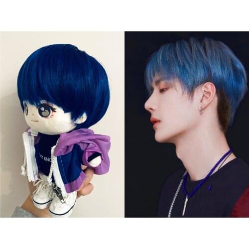 20cm Plush Dolls Wig Baby Dolls Accessories Short Long Cosplay Hair Wigs For KPOP Idol Figure Doll Stuffed Toys Free Shipping