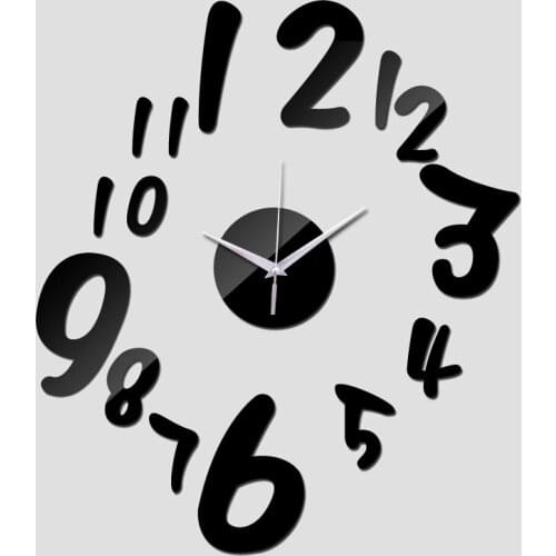 Promotion mirror wall art acrylic quartz clocks fashion digital watch sticker safe home decor modern design