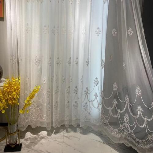 Gold/Silver Embroider Luxury Embroidery Curtains for Living Room Turkish Romance Elegant Screen Tulle for Balcony #VT