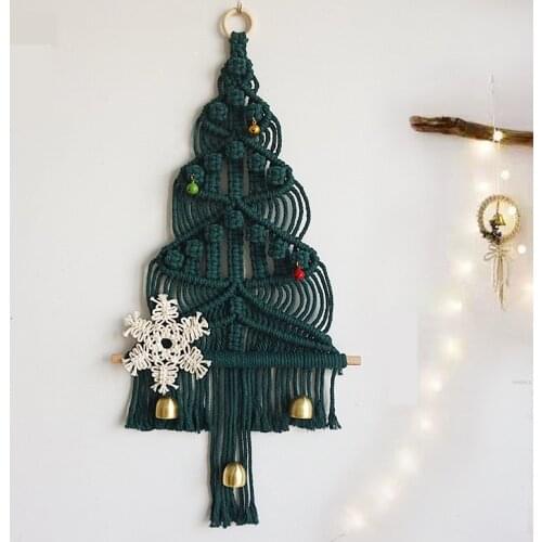 Chic Macrame Tapestry Wall Hanging Handwoven Christmas Tree Cotton And Linen Boho Decoration Bohemian Living Room Handicraft