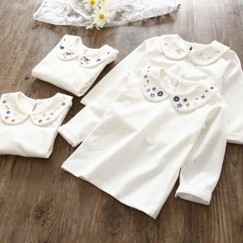 Baby Girl peter pan collar embroidered shirt spring autumn casual cute long-sleeve cotton top blouse