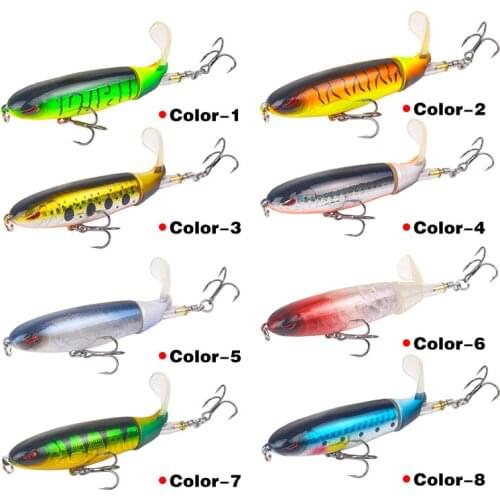 Fishing Spinner Lures Popper with Rotating Spinner Rattle Tail for Bass Trout Walleye Pike Musky Crappie Muskie Top Water