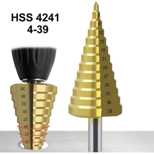 4-39mm High Speed Step Drill Bits for Metal Wood Hole Cutter HSS Titanium Coated Step Drill Bit Drilling Power Tools