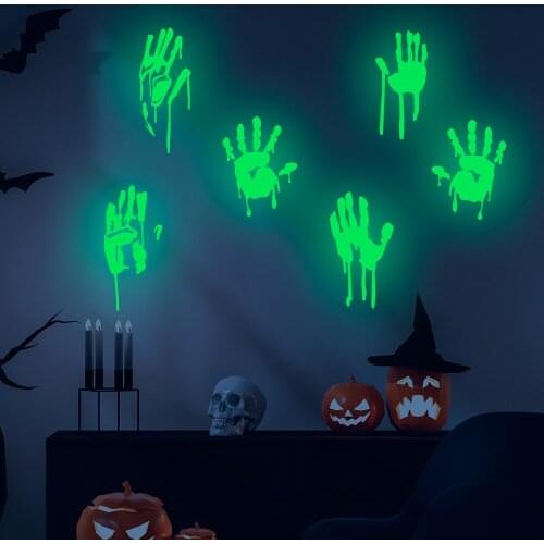 DIY Luminous Blood Fingerprint Wall Stickers Horror Halloween Decoration Party Decor Bar Room Scary Decor Wallstickers