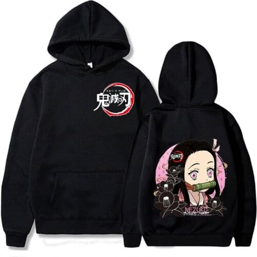 Anime Demon Slayer Two Sides Print Hoodies Kimetsu No Yaiba Sweatshirts Harajuku Kamado Tanjirou Mens Tops Pullovers Men Women