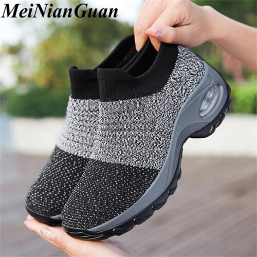 Comfort Womens Sneakers Plus Size Female Shoes Ladies Light Soft Sock Shoe Low Top Women Summer Shoe Gray Woman Tennis Shoe L16