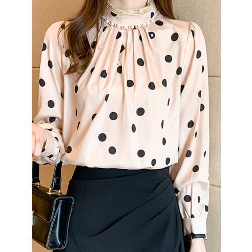Autumn Women Office Chiffon Blouse Shirt Tops Women Long Sleeve Blouse Women Blusas Mujer De Moda 2021 Blouses Femme Shirts F171