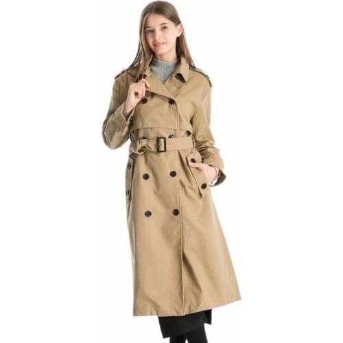 Autumn Casual Women Trench Coat Solid Color Double Breasted Outwear Fashion Sashes Office Coat Chic Epaulet Design Long Trench