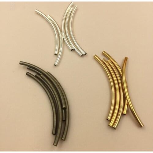 100pcs 30/40/50mm Length Copper Curved round Tube Spacer Beads for DIY Chock Necklace Bracelet Making Findings
