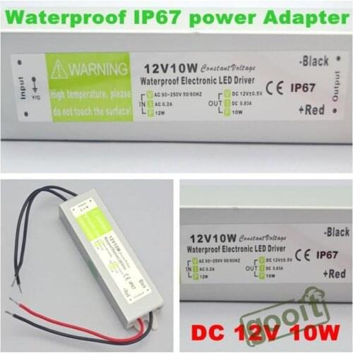 2pcs/lots 10W AC To DC 12V IP67 Electronic Driver Outdoor Power Supply Waterproof Led Transformer Adapter For Underwater Light