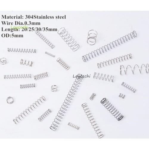 20pcs/lot Wire Dia.0.3mm, L 20/25/30/35mm, 304stainles Steel Compression Springs Hardware Miniature damping spring