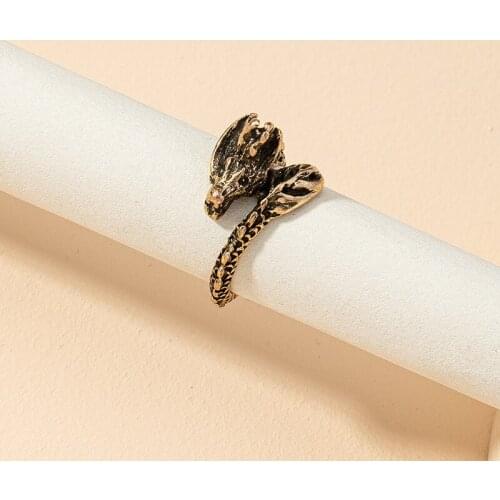 2021 Ins Trendy Hip-hop Punk Chinese Dragon Animal Minimalism Knuckle Finger Band Rings Korean Fashion Women Party Jewelry