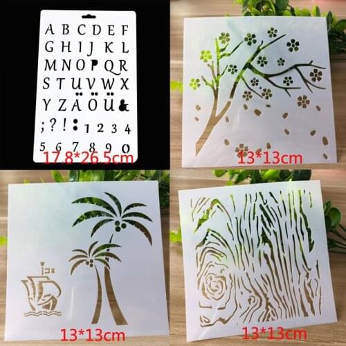 4pc/set Stencils Coloring Embossing Letters Painting Template DIY Scrapbooking Lace Drawing Mold Graffiti Decoration Reusable