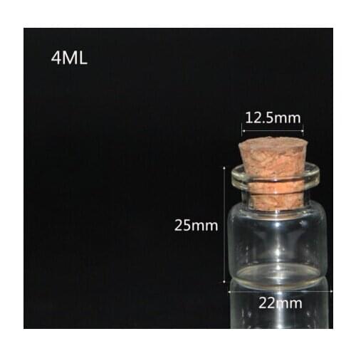 5pcs 22*25mm Cork Stopper Small Glass Bottle Tiny Glass Jars with Cork Decorative Wish Glass Jars Vials for Wedding Decoration