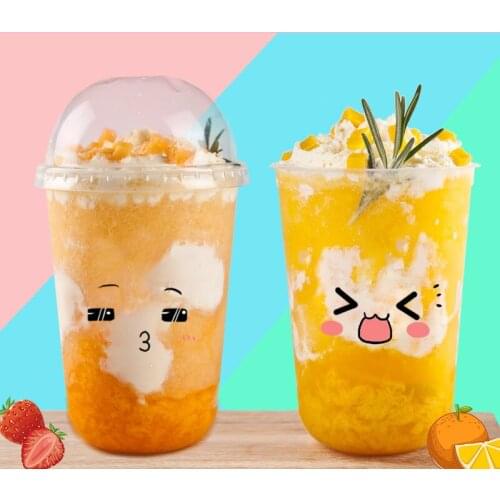 50pcs Disposable drink cup net red cute creative ice cream fruit juice plastic cup U-shaped milk tea coffee packaging cups