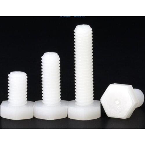 50PCS M6 8mm-50mm nylon outer hexagonal plastic bolt insulation plastic bolt length