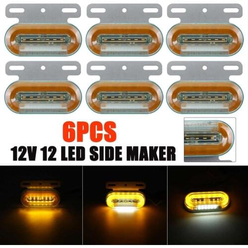 6pcs 12V 12 LED Side Marker Lights Car External Lights Signal Indicator Lamps Warning Tail Light 3 Modes Trailer Truck Lorry