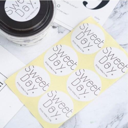 60pcs/pack sweet day Round sealing sticker thanks/enjoy Dessert cake pudding box decoration handmade paper bag packaging
