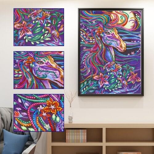 5D Special Shaped Diamond Painting Horse Picture Partial Drilled Diamond Embroidery Cross Stitch Kits Needlework Home Decor Gift