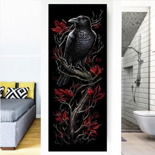 Full Diamond mosaic 5D DIY Diamond embroidery Cross stitch crow tree red Leaves Maple leaf Full Round Diamond painting,P94