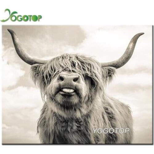 YOGOTOP DIY Diamond mosaic Highland cow Cross Stitch Kits 5D Square/Round Drill Rhinestone Embroidery diamond painting YY941