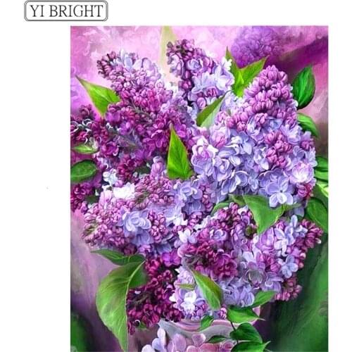 DIY Diamond Embroidery Painting Flower With Home Decoration cross stitch Diamond Mosaic Purple Lilac