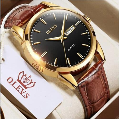 Watch Mens Quartz Watch Luminous Waterproof Double Calendar Real Belt Lovers Watch Non Mechanical Student Womens Watch