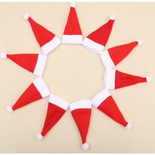 10Pcs Santa Claus hats Wine Bottle Cover Gift Holders Xmas mini elf hat Navidad Decor New Year Christmas Decorations for Home