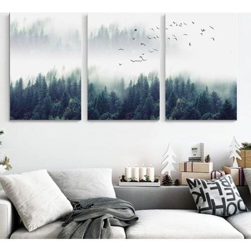 Nordic Decoration Forest Lanscape Wall Art Canvas Poster and Print Canvas Painting Decorative Picture for Living Room Home Decor