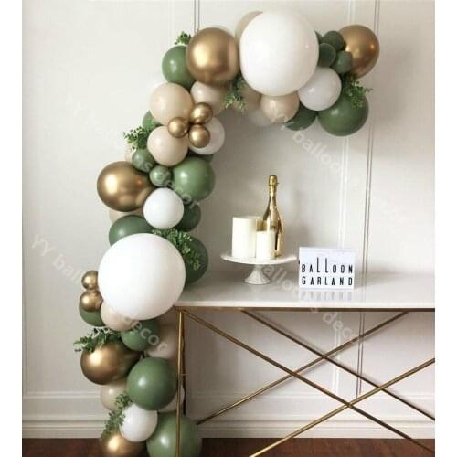 DIY Avocado Green Balloon Garland Arch Kit Chrome Gold Latex Balloon Set Birthday Party Decorations Kids Baby Shower Supplies
