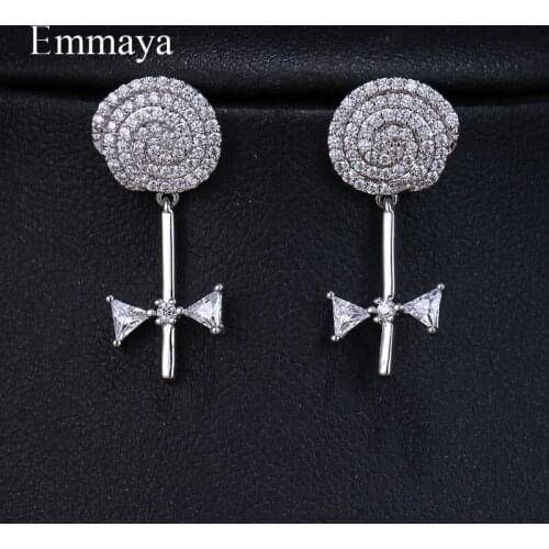 EMMAYA New Arrival Shiny Lolly Pop CZ Dangle Earrings For Women Fashion Silver Color Big Brand Earring Brincos Party